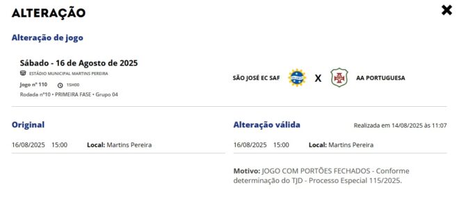 Jogo do São José será mesmo sem torcida no estádio 3 Jogo do São José será mesmo sem torcida no estádio 2