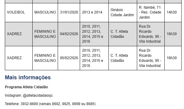 Atleta Cidadão anuncia calendário das seletivas 14